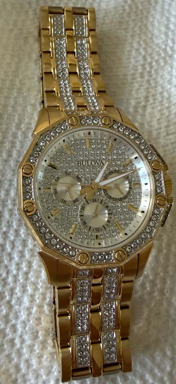 Bulova Octava 98C126 Gold Pavé Crystal Watch